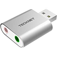 Los mejores  - TECKNET Tarjeta de Sonido USB Tarjeta de Sonido Estéreo Externa de Aluminio para su Ordenador o Laptop- Plug and Play…